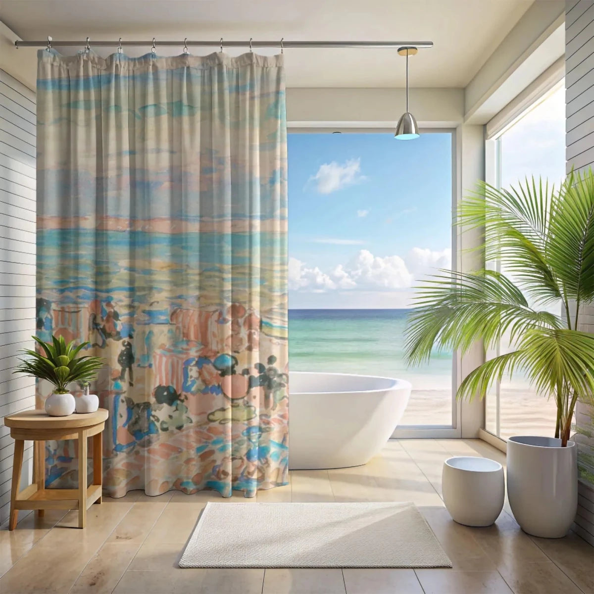 St Malo Beach Shower Curtain - Shower Curtain - Piccolo Fiore Prints