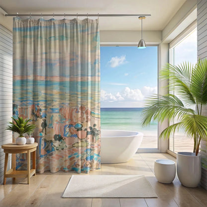 St Malo Beach Shower Curtain - Shower Curtain - Piccolo Fiore Prints