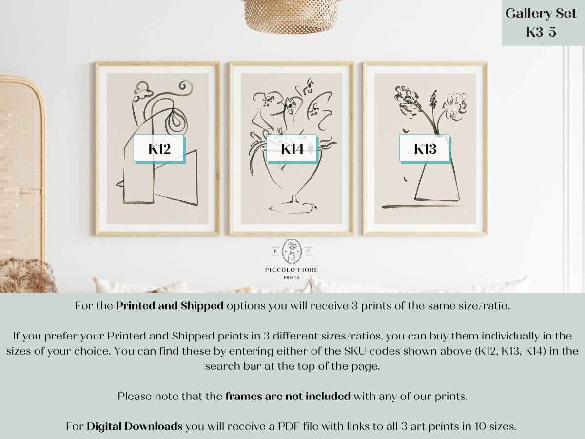 Still Life Lines | Gallery Wall Set | 3 Prints | K3 - 5 - Gallery Wall Set - Piccolo Fiore Prints