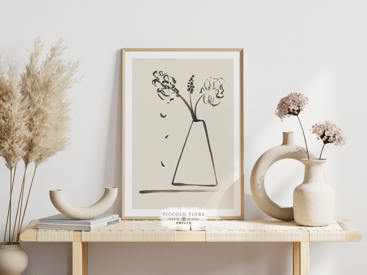 Still Life Lines II | Abstract Vase of Flowers | K13 - Single Art Prints - Piccolo Fiore Prints