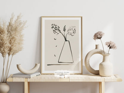 Still Life Lines II | Abstract Vase of Flowers | K13 - Single Art Prints - Piccolo Fiore Prints