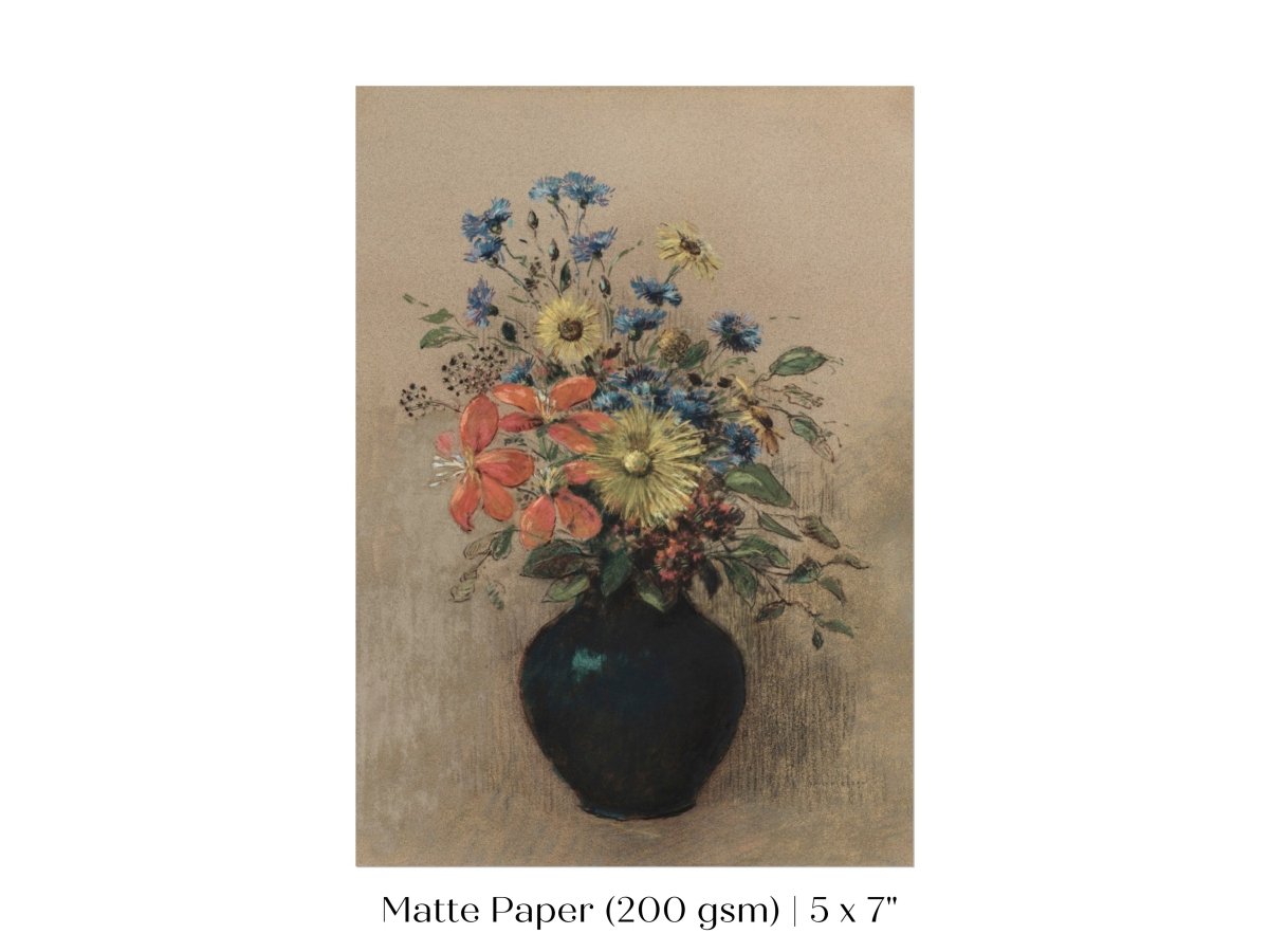Still Life with a Black Vase of Flowers | P382 - Single Art Prints - Piccolo Fiore Prints