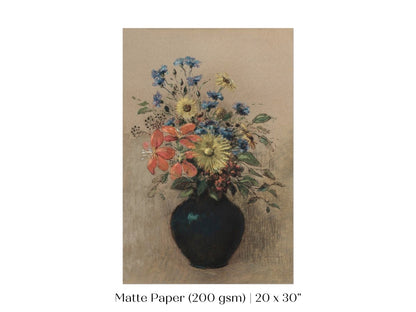 Still Life with a Black Vase of Flowers | P382 - Single Art Prints - Piccolo Fiore Prints