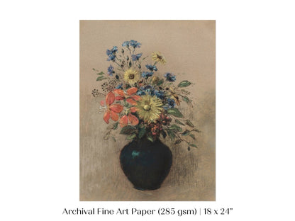 Still Life with a Black Vase of Flowers | P382 - Single Art Prints - Piccolo Fiore Prints