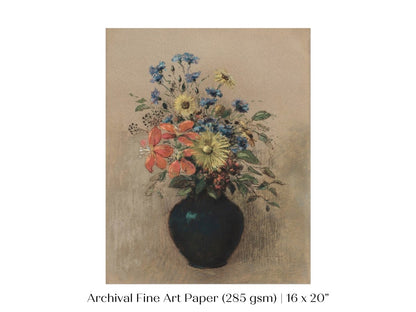 Still Life with a Black Vase of Flowers | P382 - Single Art Prints - Piccolo Fiore Prints