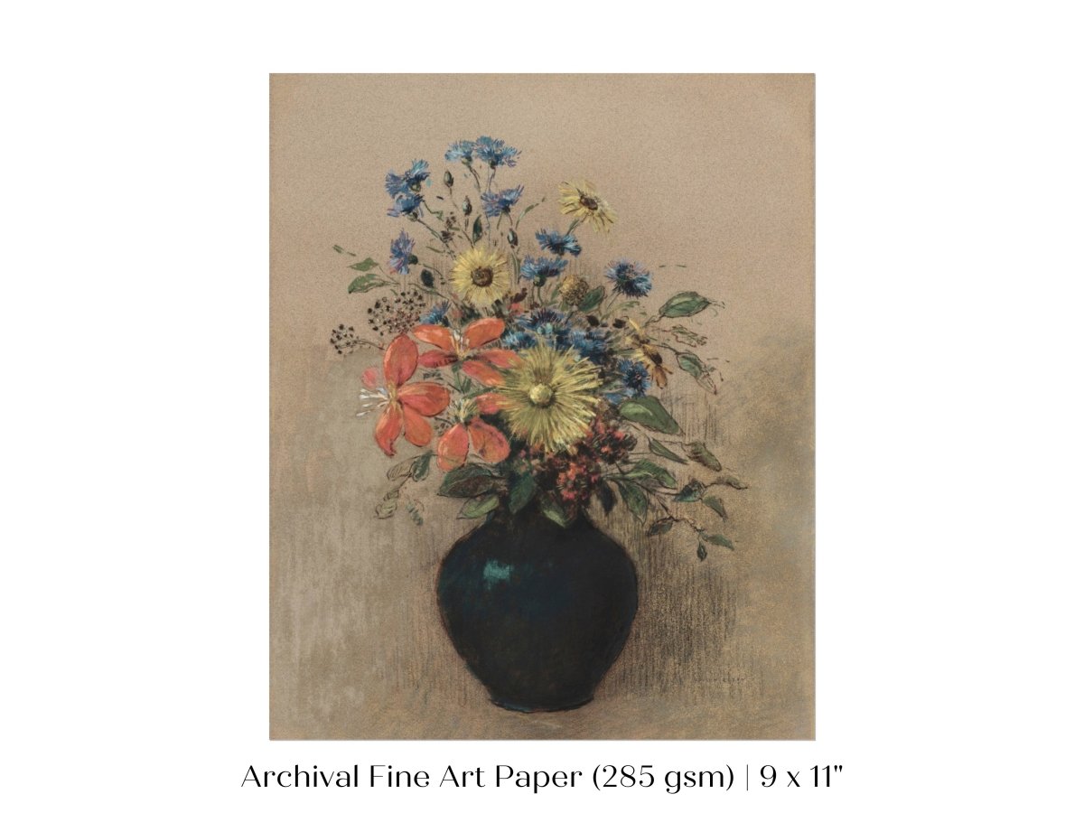 Still Life with a Black Vase of Flowers | P382 - Single Art Prints - Piccolo Fiore Prints