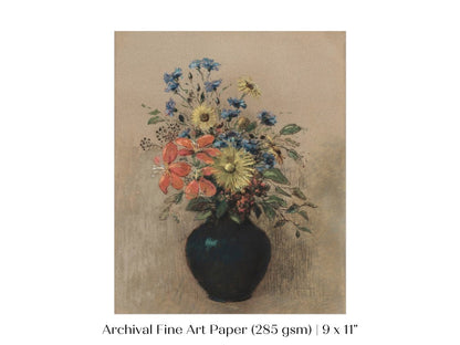 Still Life with a Black Vase of Flowers | P382 - Single Art Prints - Piccolo Fiore Prints