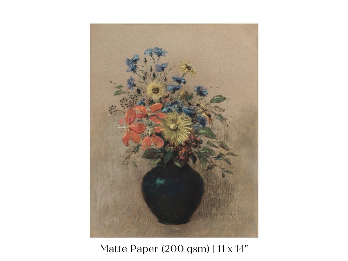 Still Life with a Black Vase of Flowers | P382 - Single Art Prints - Piccolo Fiore Prints