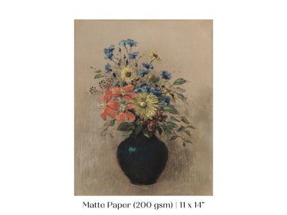 Still Life with a Black Vase of Flowers | P382 - Single Art Prints - Piccolo Fiore Prints