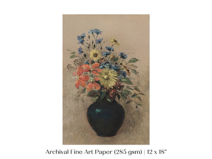 Still Life with a Black Vase of Flowers | P382 - Single Art Prints - Piccolo Fiore Prints