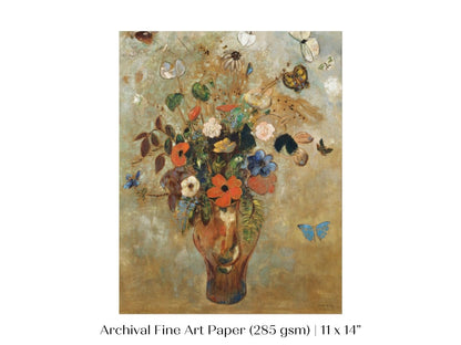 Still Life with a Vase of Flowers and Butterflies | P34 - Single Art Prints - Piccolo Fiore Prints