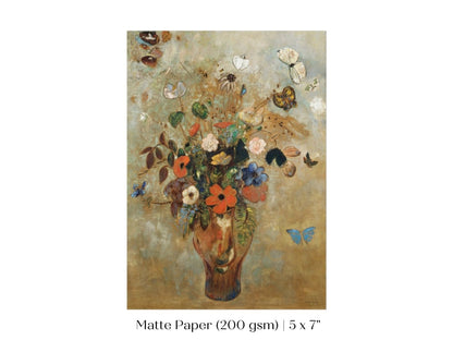 Still Life with a Vase of Flowers and Butterflies | P34 - Single Art Prints - Piccolo Fiore Prints