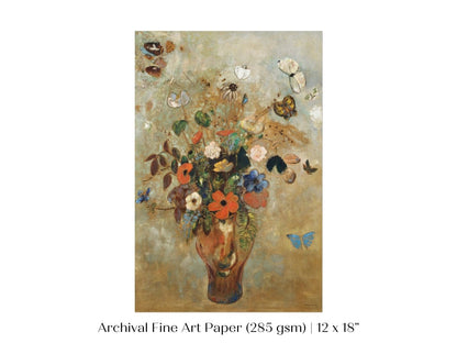 Still Life with a Vase of Flowers and Butterflies | P34 - Single Art Prints - Piccolo Fiore Prints