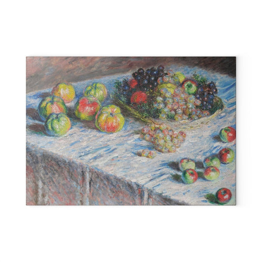 Still Life with Apples and Grapes | Glass Chopping Board - Glass Chopping Board - Piccolo Fiore Prints