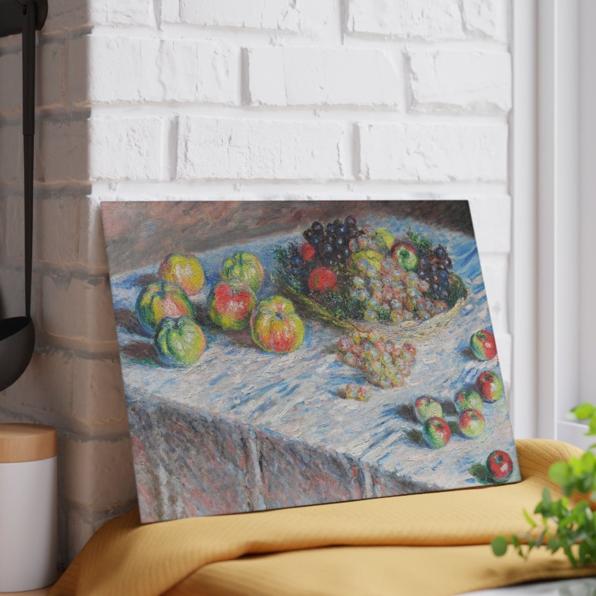 Still Life with Apples and Grapes | Glass Chopping Board - Glass Chopping Board - Piccolo Fiore Prints