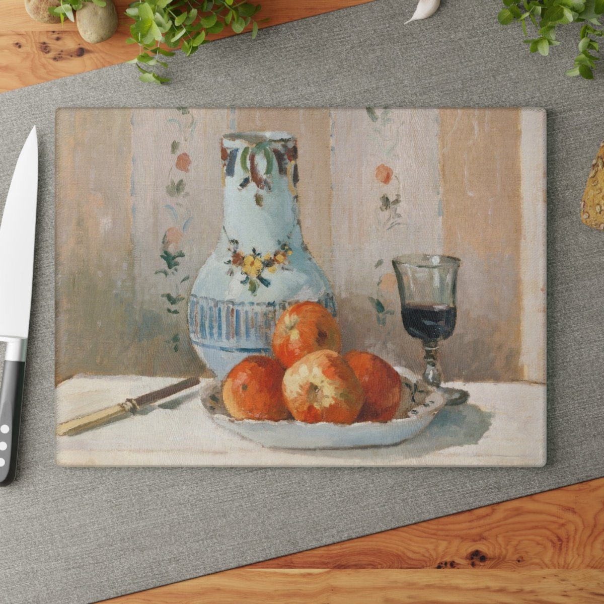 Still Life with Apples and Pitcher | Glass Chopping Board - Glass Chopping Board - Piccolo Fiore Prints