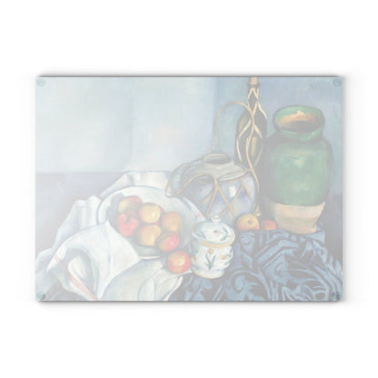 Still Life With Apples in Blue | Glass Chopping Board - Glass Chopping Board - Piccolo Fiore Prints