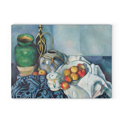 Still Life With Apples in Blue | Glass Chopping Board - Glass Chopping Board - Piccolo Fiore Prints