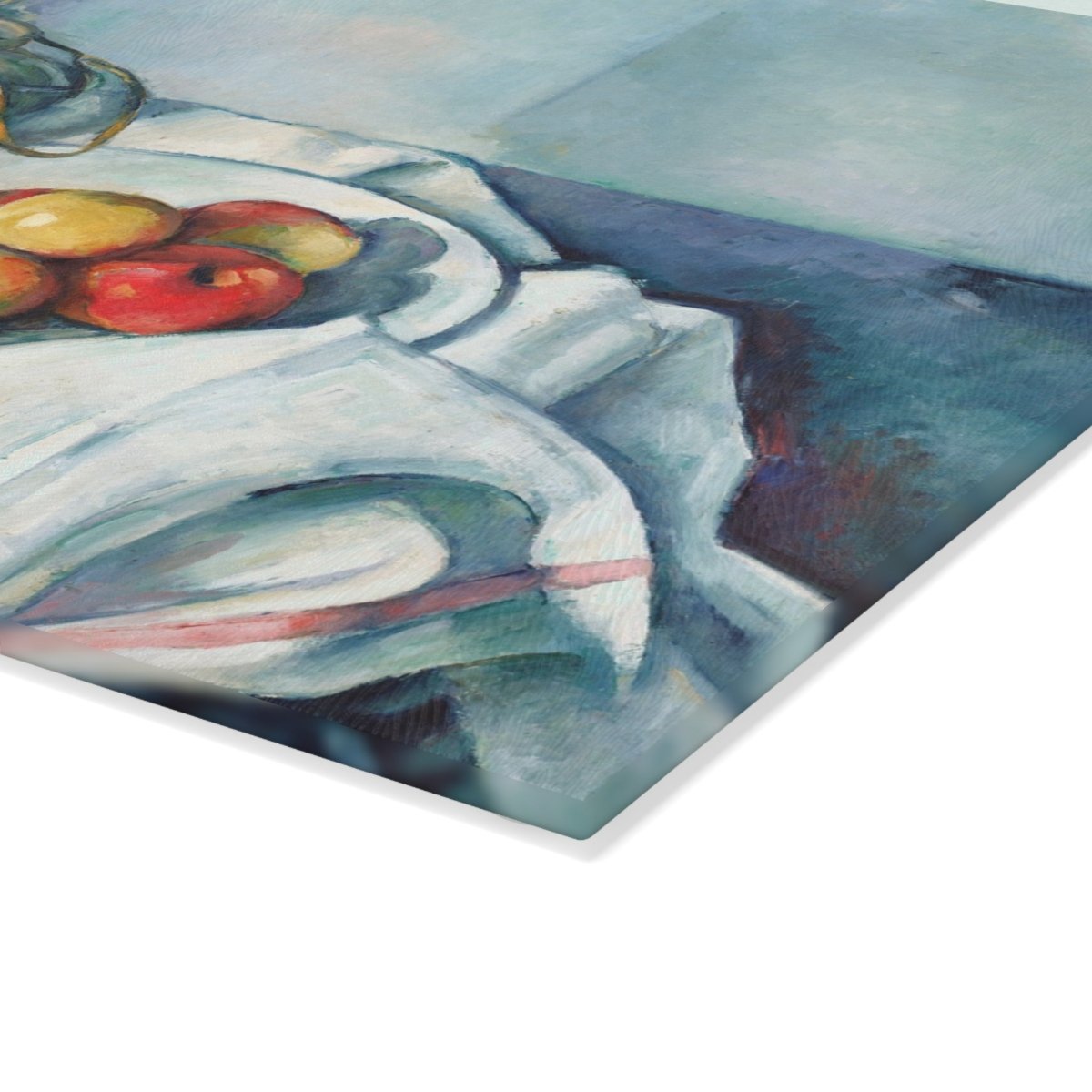 Still Life With Apples in Blue | Glass Chopping Board - Glass Chopping Board - Piccolo Fiore Prints