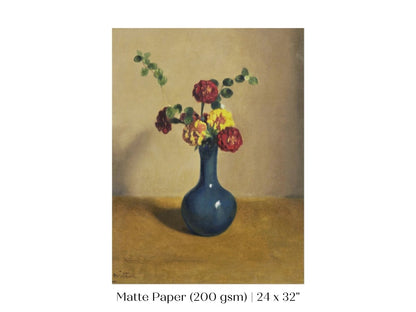 Still Life with Blue Vase of Flowers | P315 - Single Art Prints - Piccolo Fiore Prints