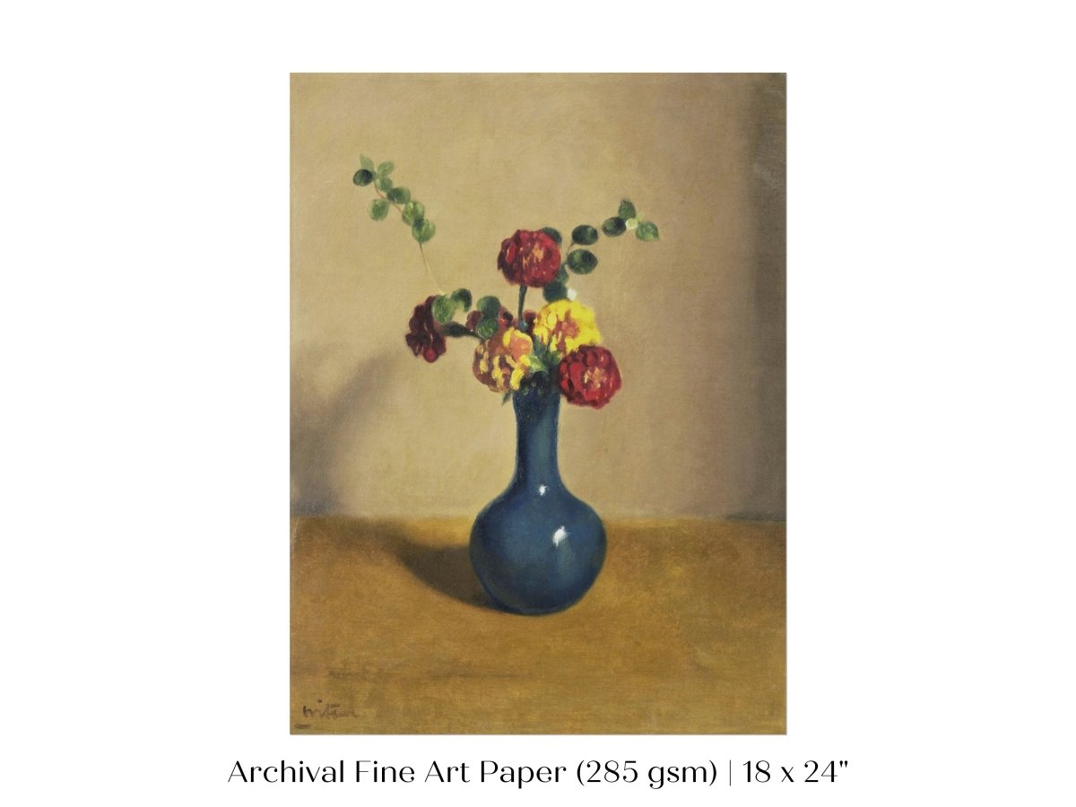 Still Life with Blue Vase of Flowers | P315 - Single Art Prints - Piccolo Fiore Prints