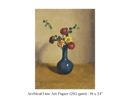 Still Life with Blue Vase of Flowers | P315 - Single Art Prints - Piccolo Fiore Prints