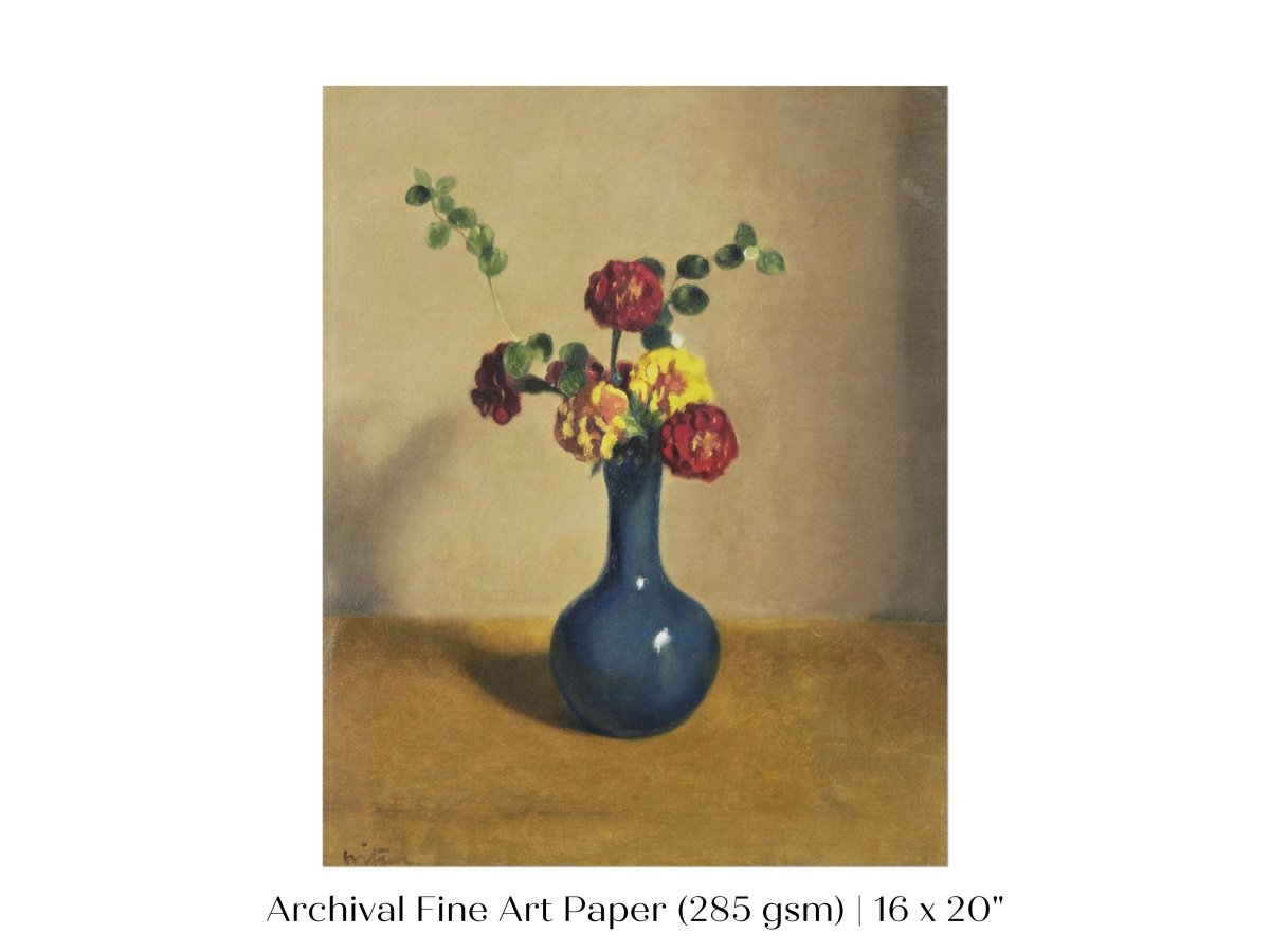 Still Life with Blue Vase of Flowers | P315 - Single Art Prints - Piccolo Fiore Prints