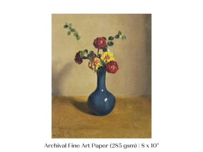 Still Life with Blue Vase of Flowers | P315 - Single Art Prints - Piccolo Fiore Prints