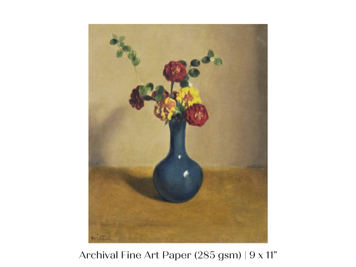 Still Life with Blue Vase of Flowers | P315 - Single Art Prints - Piccolo Fiore Prints