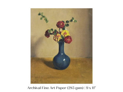 Still Life with Blue Vase of Flowers | P315 - Single Art Prints - Piccolo Fiore Prints