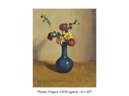 Still Life with Blue Vase of Flowers | P315 - Single Art Prints - Piccolo Fiore Prints