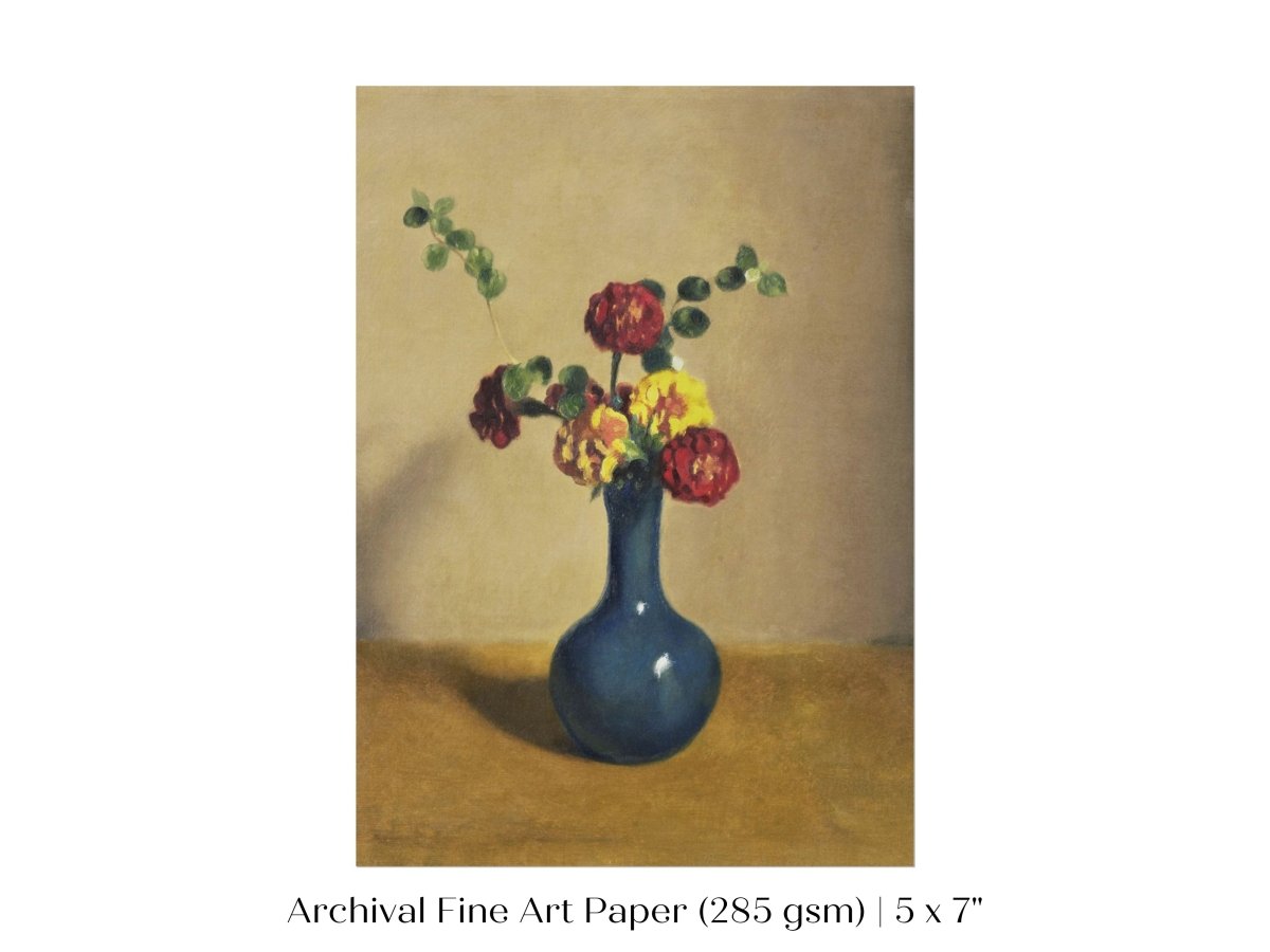 Still Life with Blue Vase of Flowers | P315 - Single Art Prints - Piccolo Fiore Prints