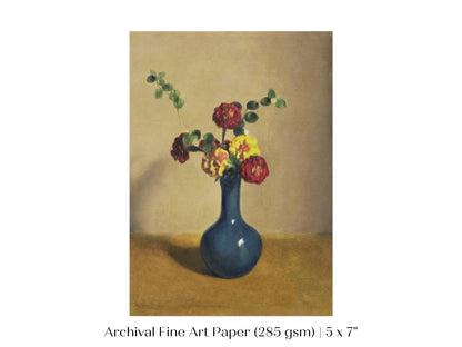 Still Life with Blue Vase of Flowers | P315 - Single Art Prints - Piccolo Fiore Prints