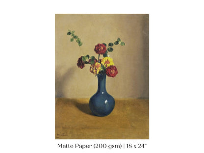 Still Life with Blue Vase of Flowers | P315 - Single Art Prints - Piccolo Fiore Prints