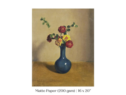 Still Life with Blue Vase of Flowers | P315 - Single Art Prints - Piccolo Fiore Prints