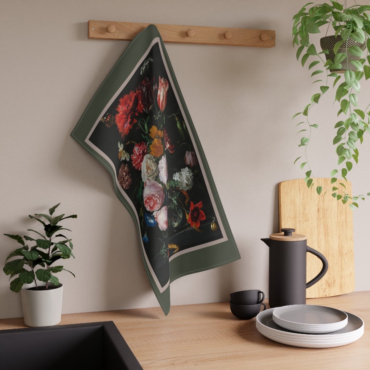 Still Life with Flowers in a Glass Vase | Tea Towel - Tea Towel - Piccolo Fiore Prints