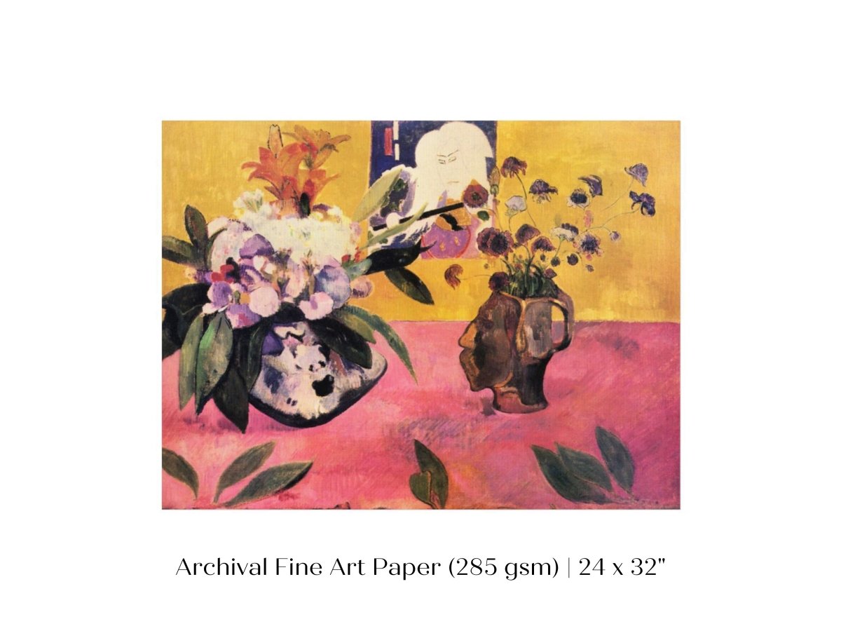 Still Life with Head - Shaped Vase and Japanese Woodcut | P325 - Single Art Prints - Piccolo Fiore Prints