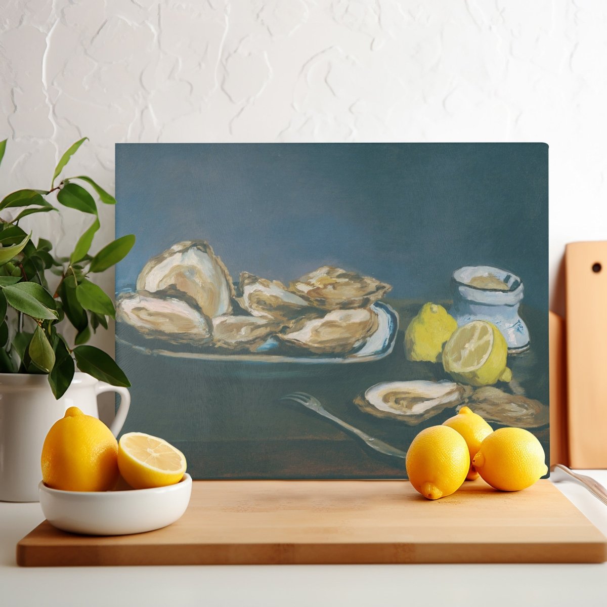Still Life with Oysters and Lemons | Glass Chopping Board - Glass Chopping Board - Piccolo Fiore Prints