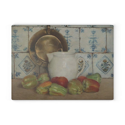 Still Life with Peppers | Glass Chopping Board - Glass Chopping Board - Piccolo Fiore Prints