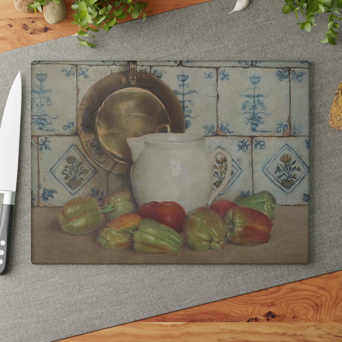 Still Life with Peppers | Glass Chopping Board - Glass Chopping Board - Piccolo Fiore Prints