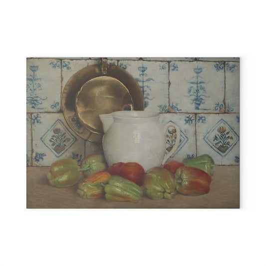 Still Life with Peppers | Glass Chopping Board - Glass Chopping Board - Piccolo Fiore Prints