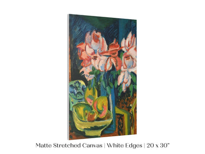 Still Life with Pink Roses and Fruit | P302 - Single Art Prints - Piccolo Fiore Prints