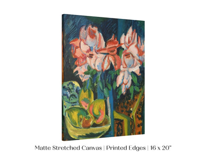 Still Life with Pink Roses and Fruit | P302 - Single Art Prints - Piccolo Fiore Prints
