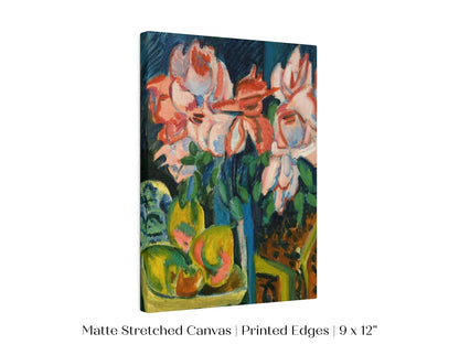 Still Life with Pink Roses and Fruit | P302 - Single Art Prints - Piccolo Fiore Prints