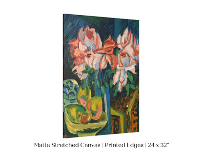 Still Life with Pink Roses and Fruit | P302 - Single Art Prints - Piccolo Fiore Prints