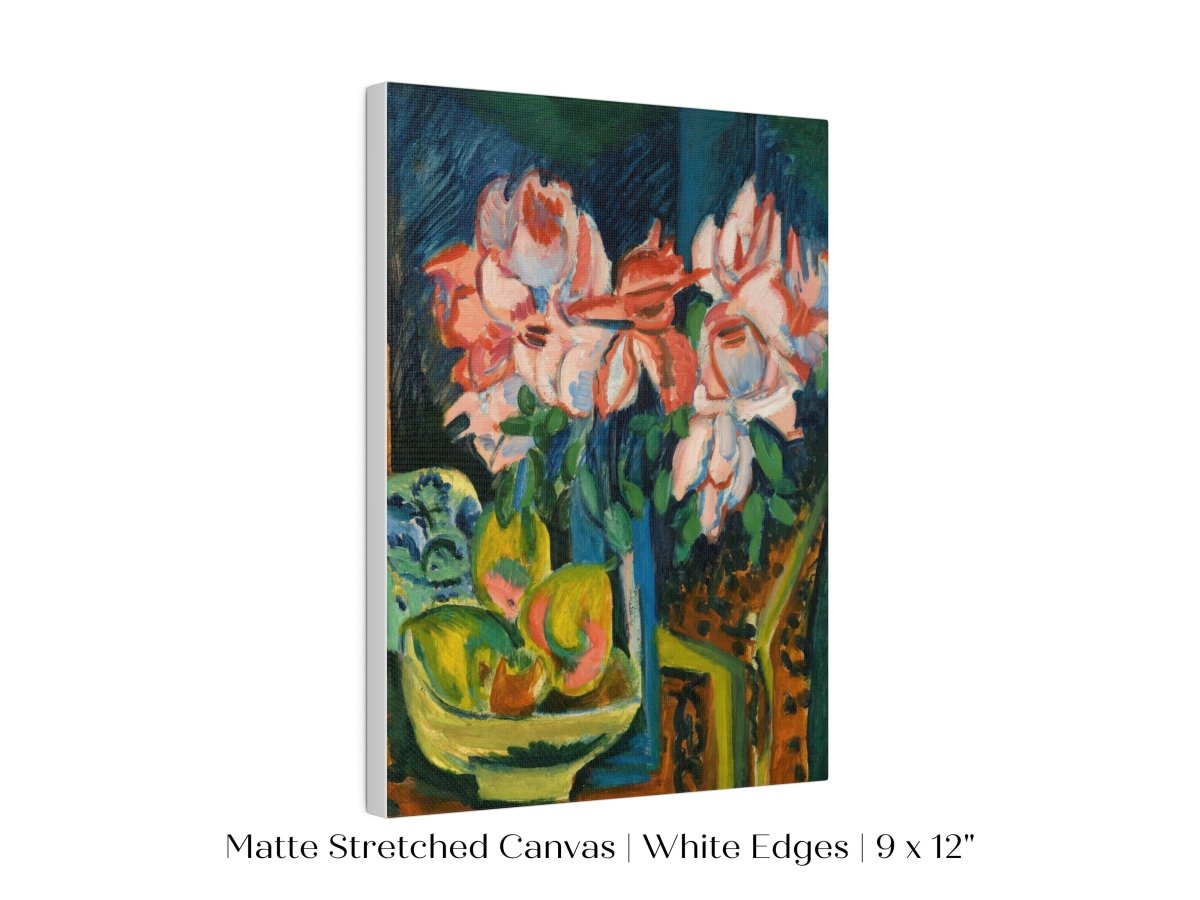 Still Life with Pink Roses and Fruit | P302 - Single Art Prints - Piccolo Fiore Prints