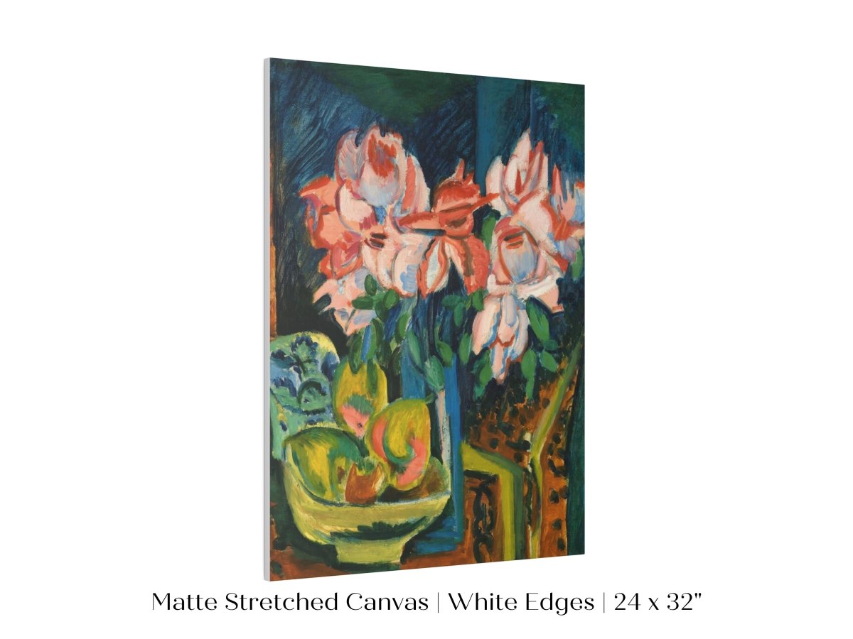 Still Life with Pink Roses and Fruit | P302 - Single Art Prints - Piccolo Fiore Prints