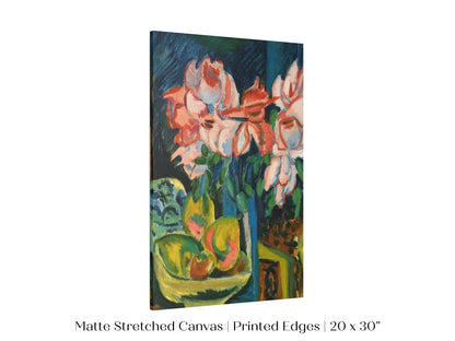 Still Life with Pink Roses and Fruit | P302 - Single Art Prints - Piccolo Fiore Prints