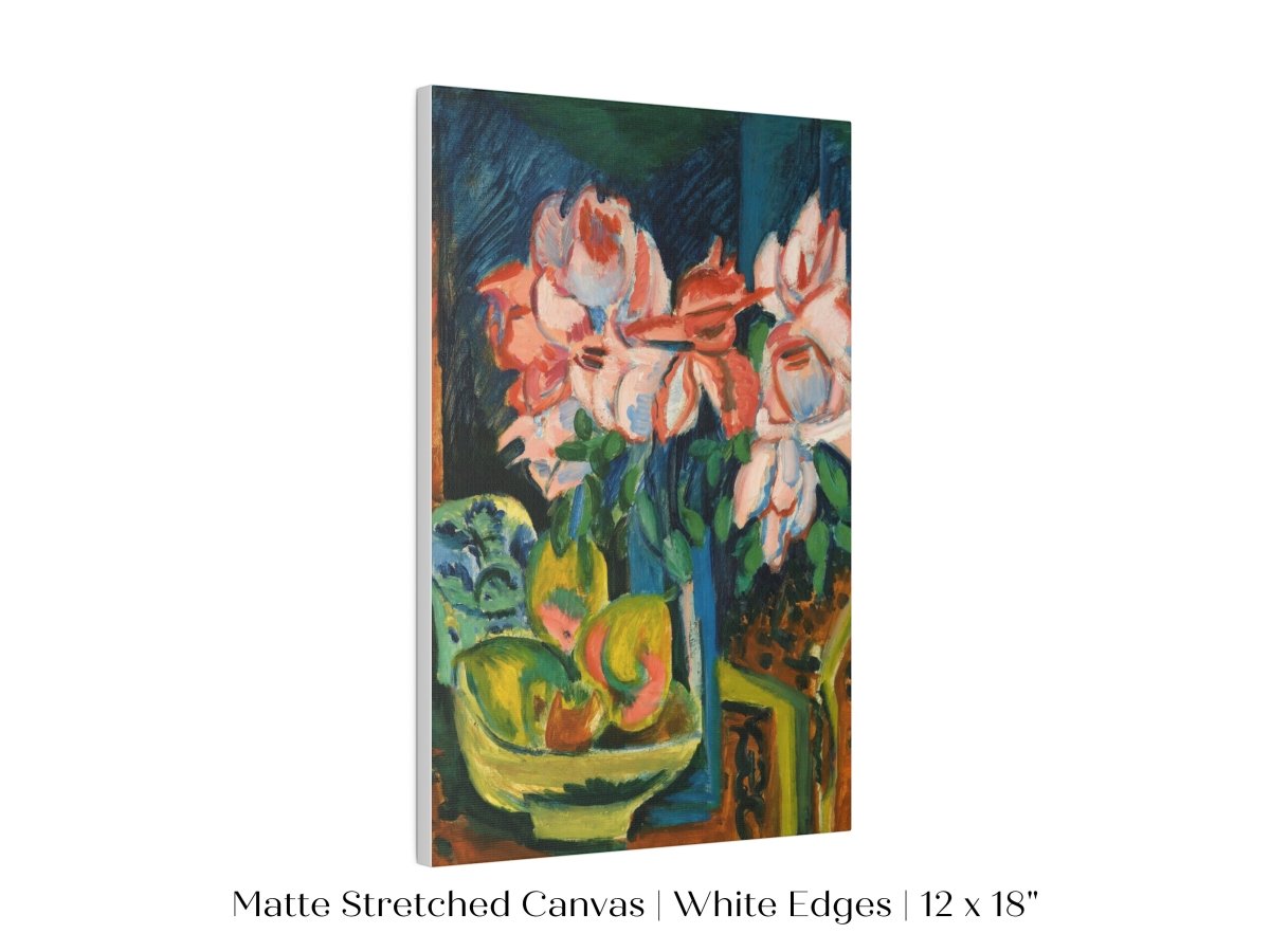 Still Life with Pink Roses and Fruit | P302 - Single Art Prints - Piccolo Fiore Prints