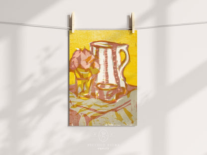 Still Life with Pitcher and Flowers | P142 - Single Art Prints - Piccolo Fiore Prints
